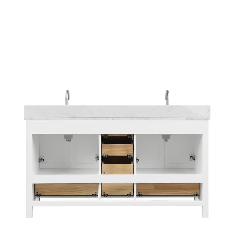 Blossom Geneva 60 Inch Double Bathroom Vanity with Marble Top & Sinks