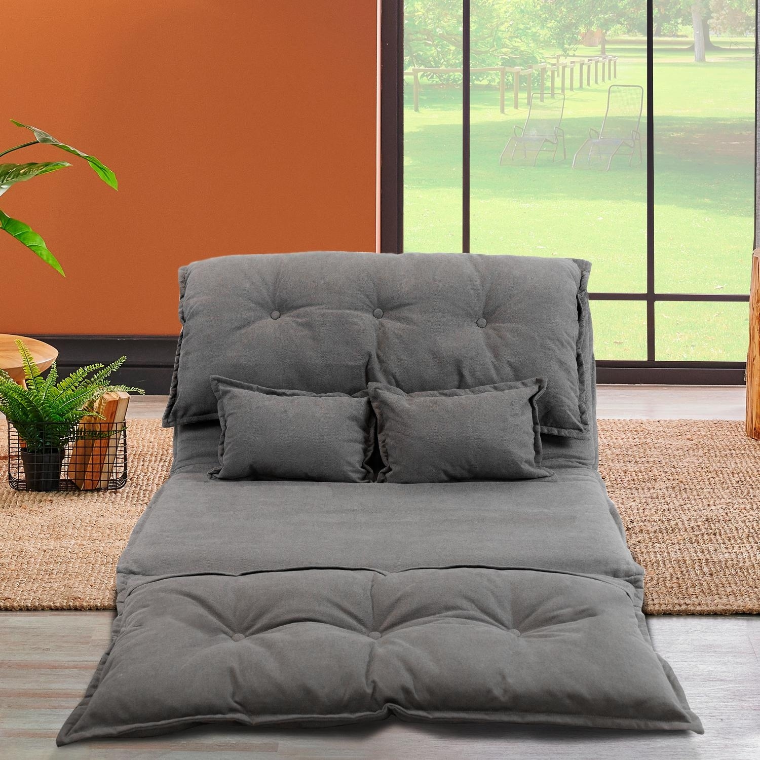 Lazy Sofa Adjustable Folding Futon Sofa Video Gaming Sofa with Two Pillows  - Bed Bath & Beyond - 36193249