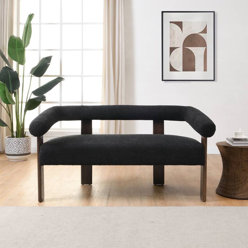 Loft Round armrest loveseat Rubber Wood by Christopher Knight Home - Black+Brown