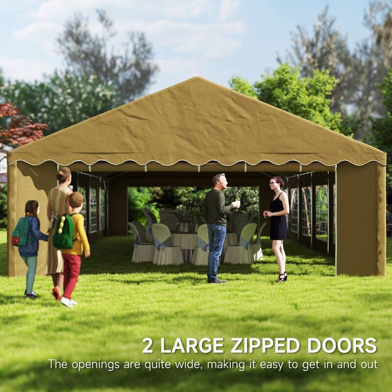 Outsunny 20' x 40' Heavy Duty Party Tent, Galvanized Outdoor Canopy Tent Large Event Shelter with Removable Sidewalls