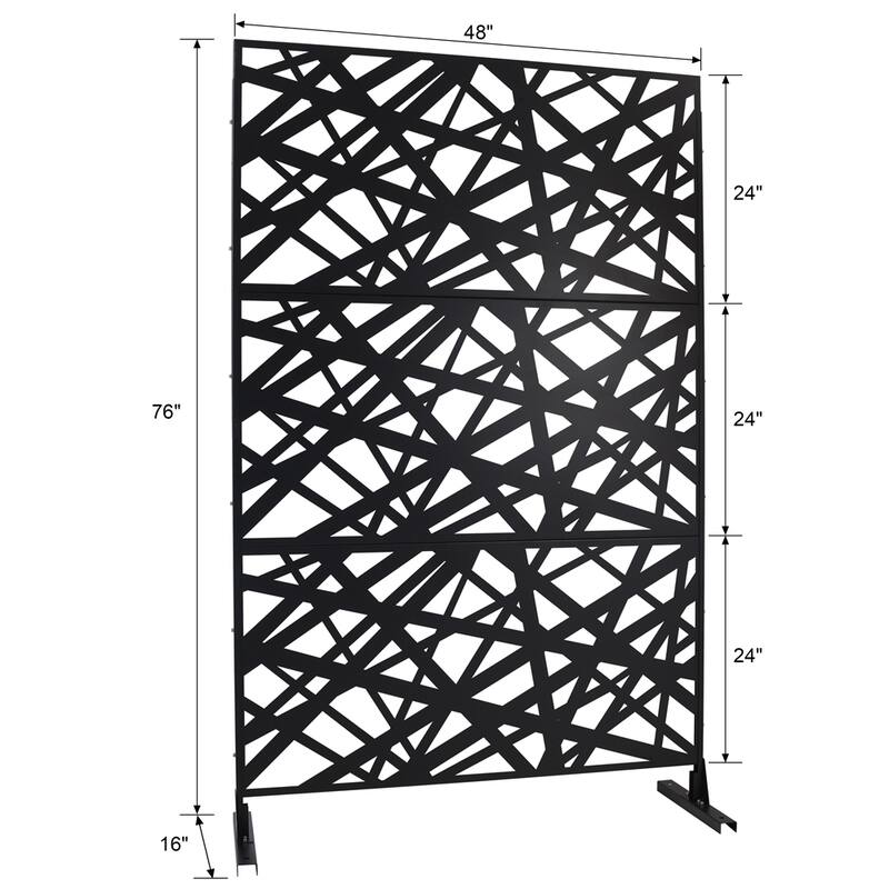 Outdoor & Indoor Freestanding Privacy Screen Privacy Screen 76"H×48"W - Black