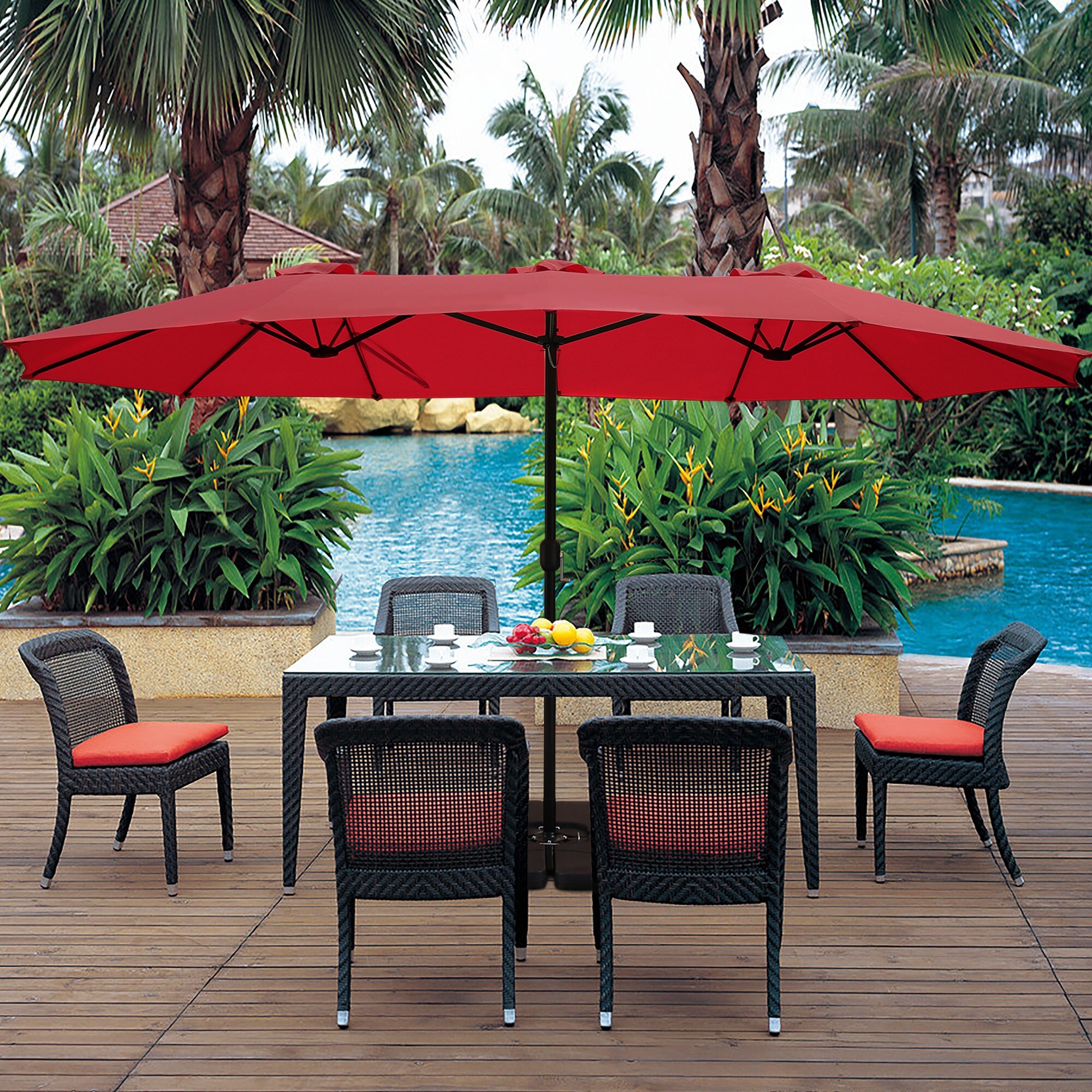 Shop Black Friday Deals On Morigio 15x9 Foot Rectangular Outdoor Patio Umbrella By Havenside Home Overstock 30701799