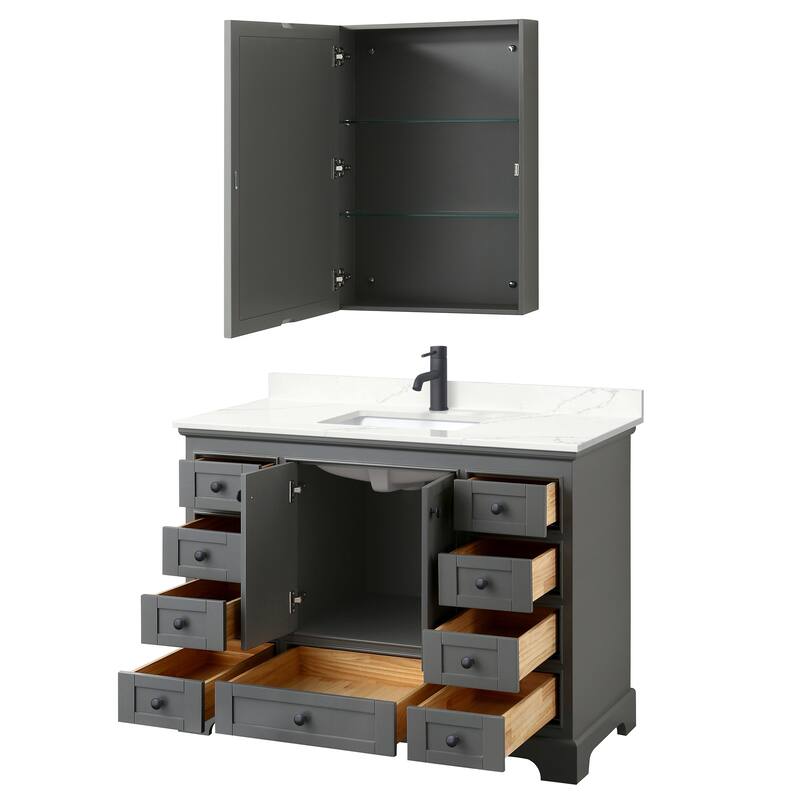 Deborah 48-inch Single Vanity, Quartz Top, Medicine Cabinet