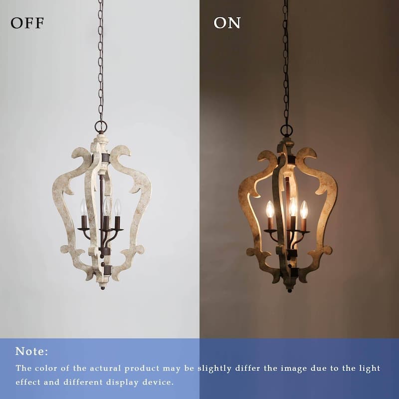 The Gray Barn Farmhouse 3/4-Light Wood Chandelier Lantern Foyer Island Lights