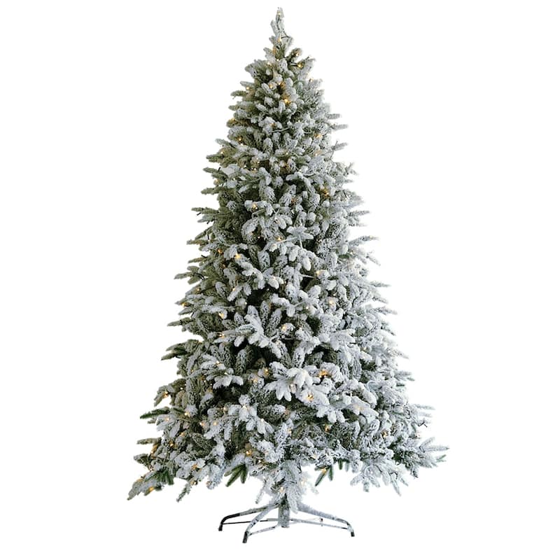 Snow Flocked Christmas Tree 7ft Artificial Hinged Pine Tree