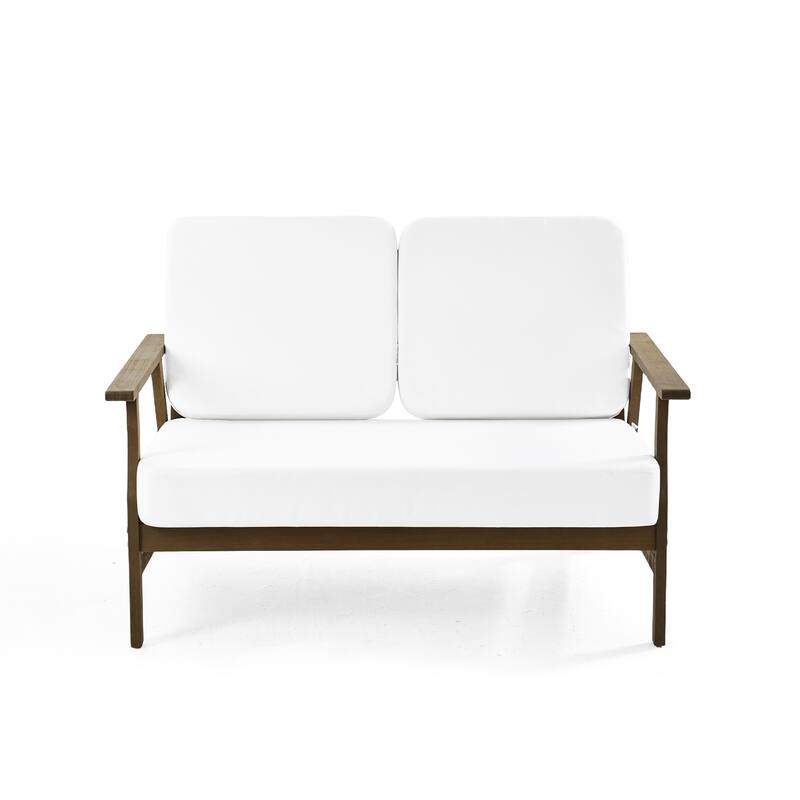 Modern Wood Outdoor Patio Sofa Loveseat with Cushion