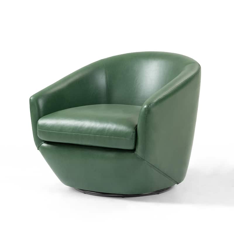 Faux Leather Velvet Upholstered Swivel Barrel Chair