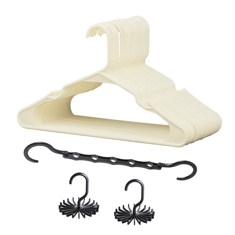 Javlergo 25/50 Pack Plastic Hanger, Space Saving Sturdy Heavy Duty Clothing Notched Hangers