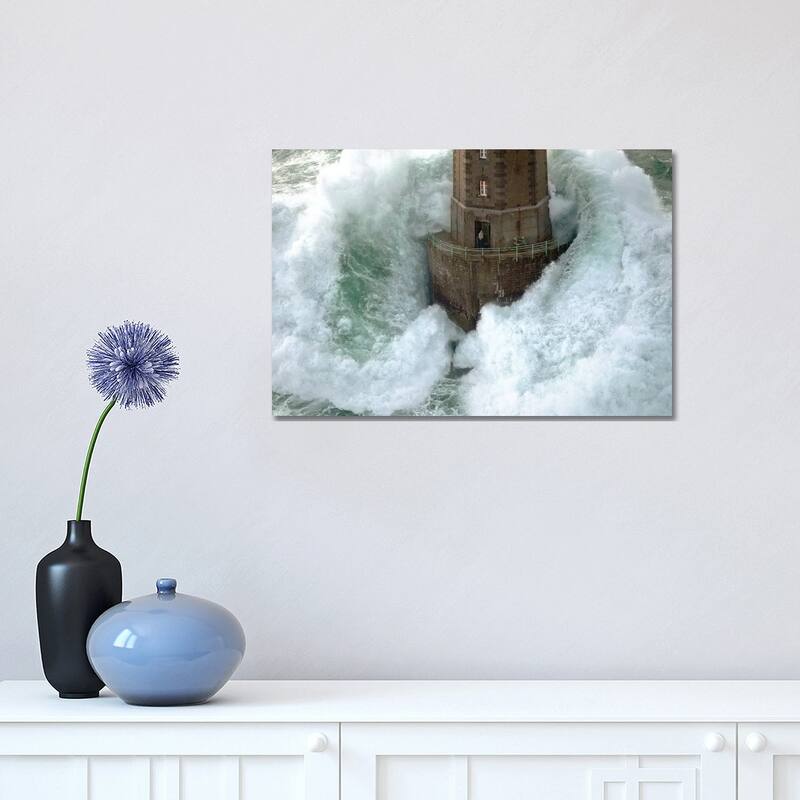iCanvas "Phares Dans La Tempete - La Jument" by Jean Guichard Canvas Print - 12x18x1.5