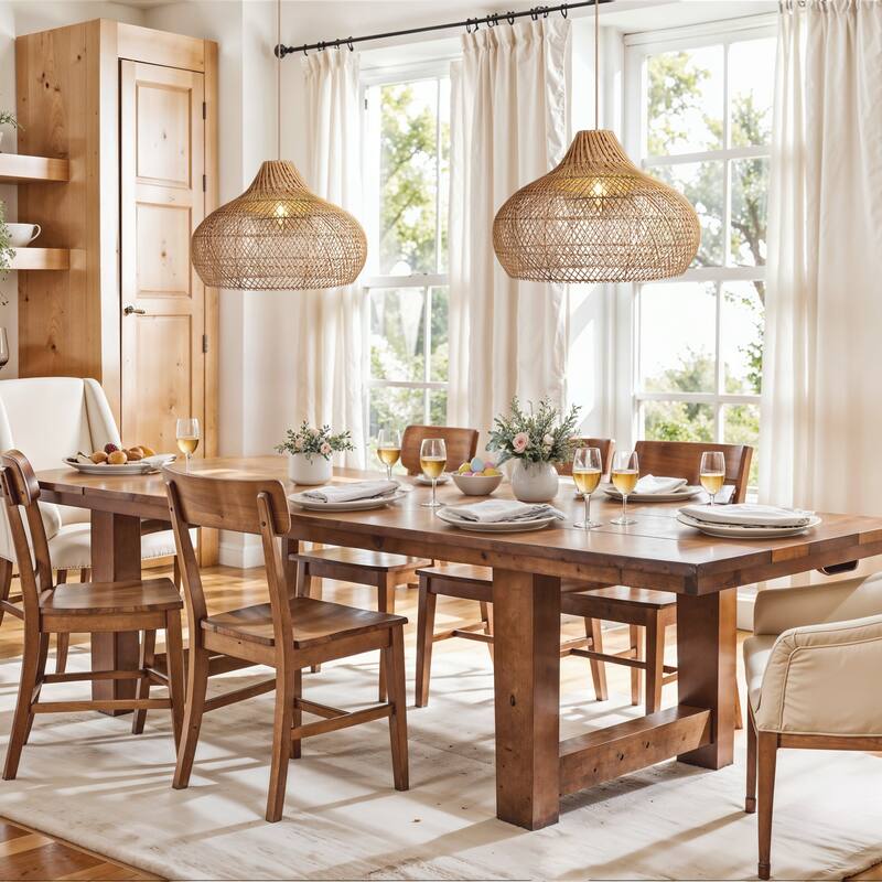 Kloe Rattan Pendant Light - Natural Brown Dome 1-Light Handwoven Ceiling Light For Transitional, Farmhouse, Coastal Room Decor