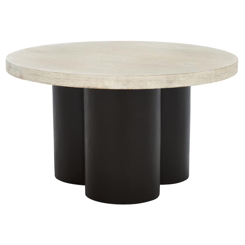 SAFAVIEH Home Benvolio Coffee Table - 30"W x 30"D x 17"H - White Washed/Black