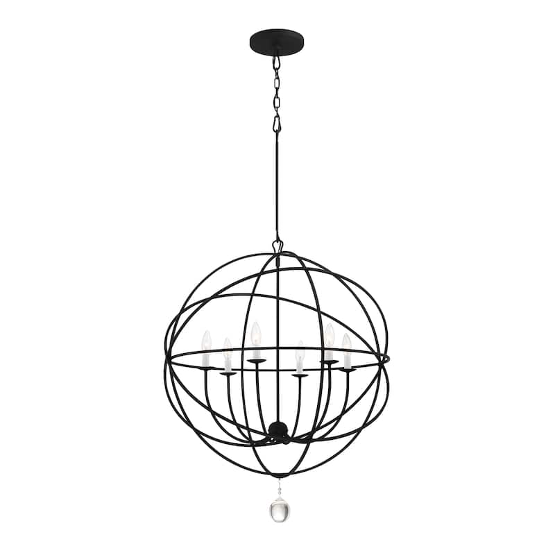 Solaris 6 Light Black Chandelier - 22.5''W x 27.5''H