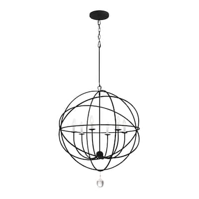 Solaris 6 Light Black Chandelier - 22.5''W x 27.5''H