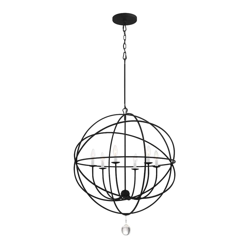 Solaris 6 Light Black Chandelier - 22.5''W x 27.5''H