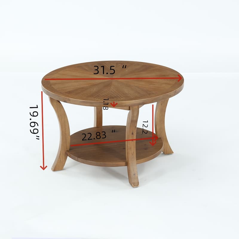 Round Solid Wood Coffee Table