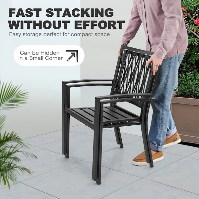 3-Piece Patio Bistro Set, Stackable Design, Powder-Coated Metal Frame