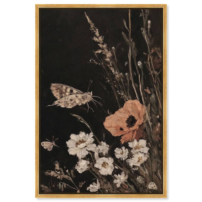 Poppy and Moth II Canvas by Art Remedy - Gold - 36" x 54"
