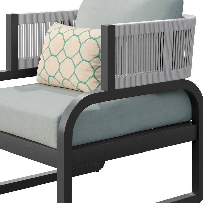 Corvus Rocio 3-piece Outdoor Acacia Conversation Set with Sunbrella Pillows