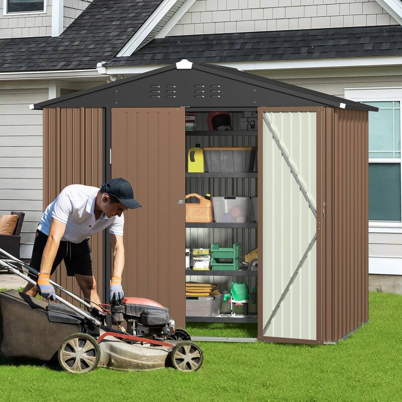 Metal Steel Tool Shed Storage House, Outdoor Tool Shed, Garden Storage Shed with Waterproof and UV Resistant