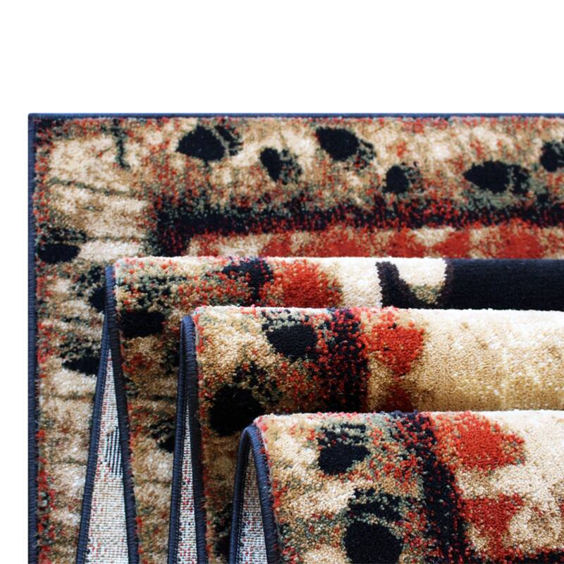 Wandering Bear and Cub Rustic Olefin Area Rug - Jute Backing