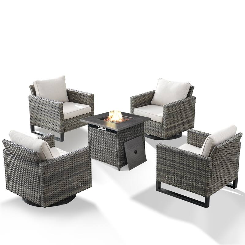 Fire Pit Table with Patio Chairs Swivel Chairs Side Table