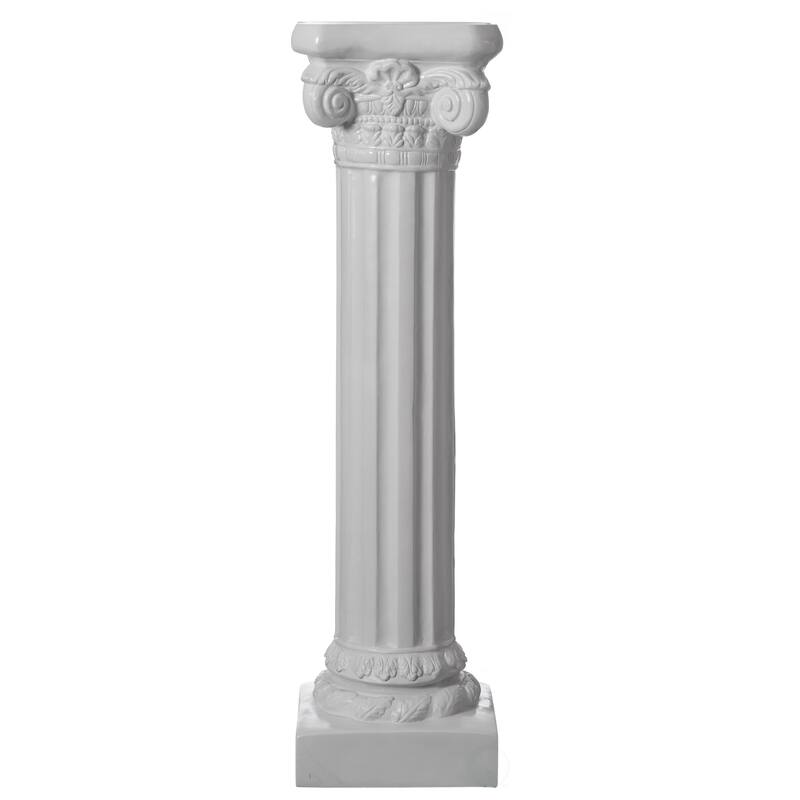 Fiberglass White Plinth Roman Style Column Ionic Piller Pedestal Vase Stand , Living Room, or Dining Room Decor - 49"