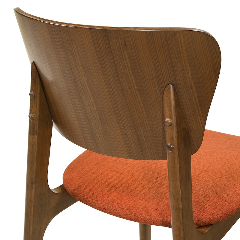 Kalia Mid-Century Modern Upholstered Wood Dining Chairs - Set of 2