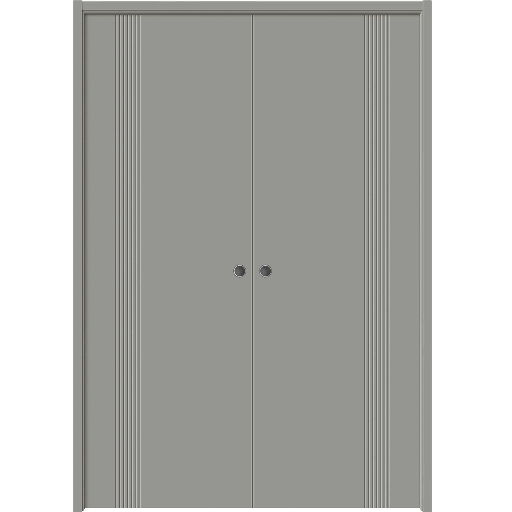 SartoDoors Basic 0111 | Interior French Doors Double French Door | Solid Wood | Hardware Set | 36x80, Dove Grey Bedroom Door