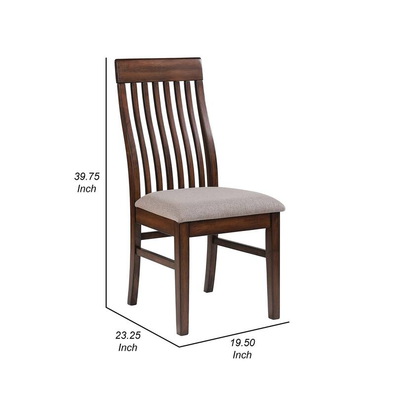 Oak Brown/Light Brown Fabric Upholstered Wood Frame Dining Chair, Set of 2, Sturdy Dining Chair for Dining Rooms - 21.75