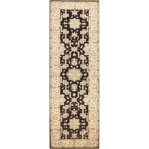 Geometric Peshawar Chobi Oriental Runner Rug Wool Hand-knotted Carpet - 2'9" x 9'11"
