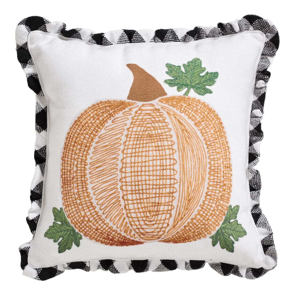 Annie Black Check Pumpkin Pillow 12x12