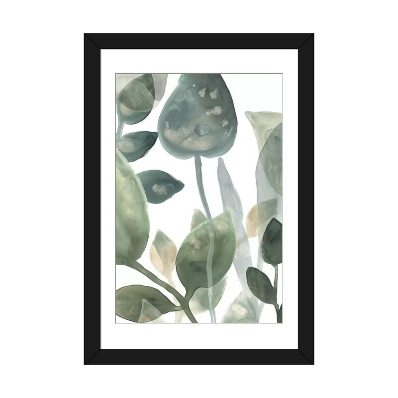 iCanvas "Water Leaves I" by June Erica Vess - Black - 32x24x1
