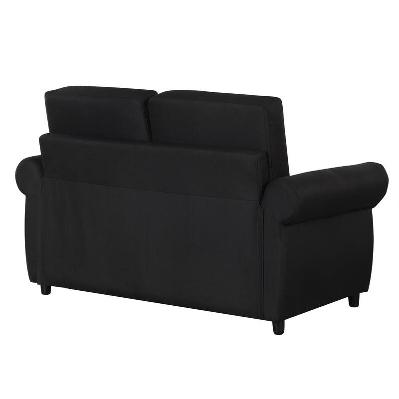 Roomfitters 57.9" Pull-Out Sleeper Sofa Loveseat with Twin Size Memory Foam Mattress, Two USB Charging Ports