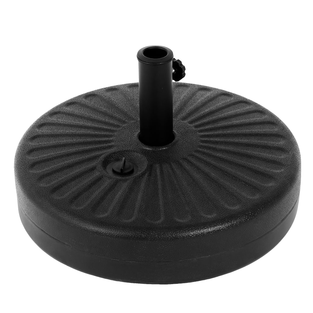 83 lb. Plastic Patio Umbrella Base With 2 Adjustable Knobs, Can Filled with Water/Sand for Outdoor in Black