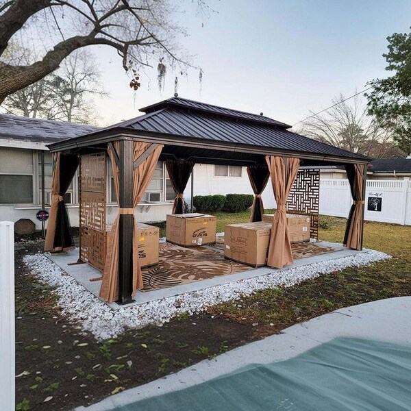 PURPLE LEAF Outdoor Gazebo Aluminum Frame Galvanized Steel