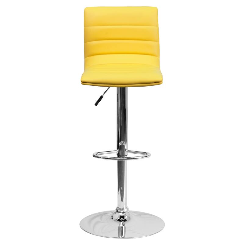 Modern Vinyl Stitch Back Adjustable Height Barstool - 16"W x 19"D x 35" - 44"H