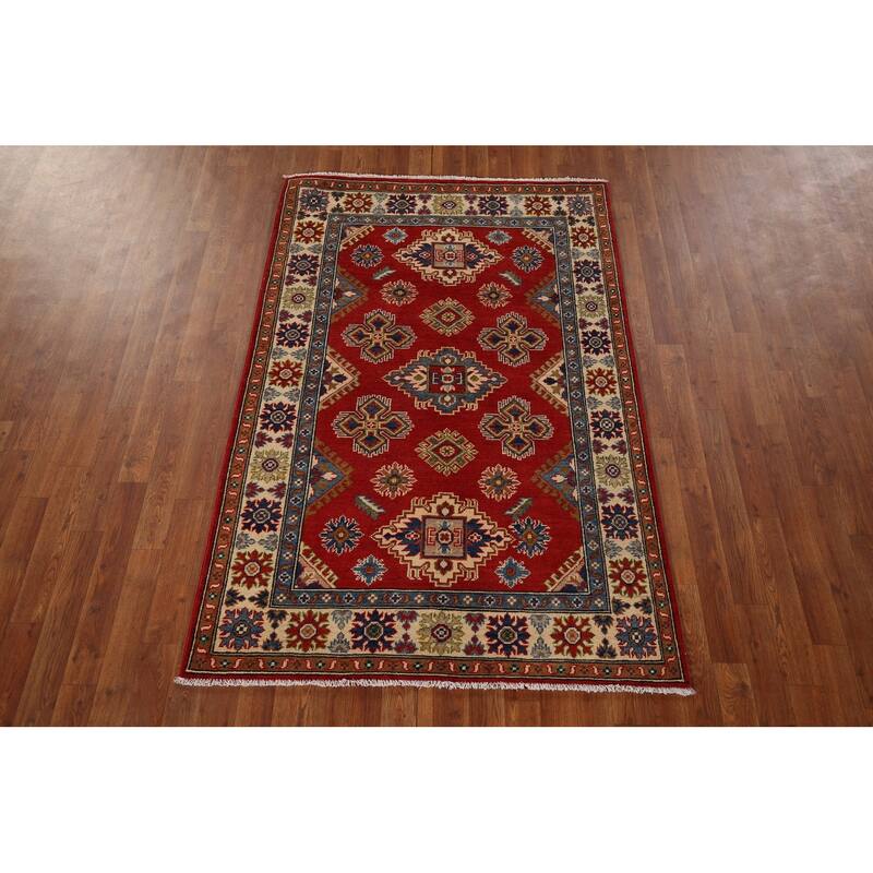 Oriental Orange Kazak Area Rug Hand-Knotted Bedroom Wool Carpet - 3'11" x 6'0"
