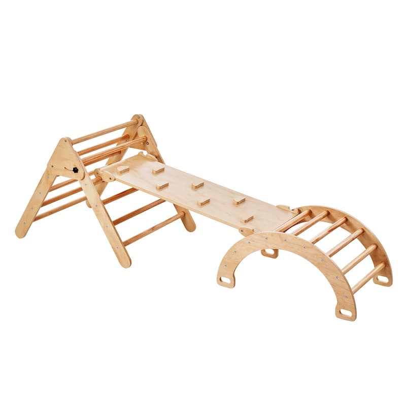 Wood Climbing Toy Set Pine 5-in-1 Play Gym for Kid's