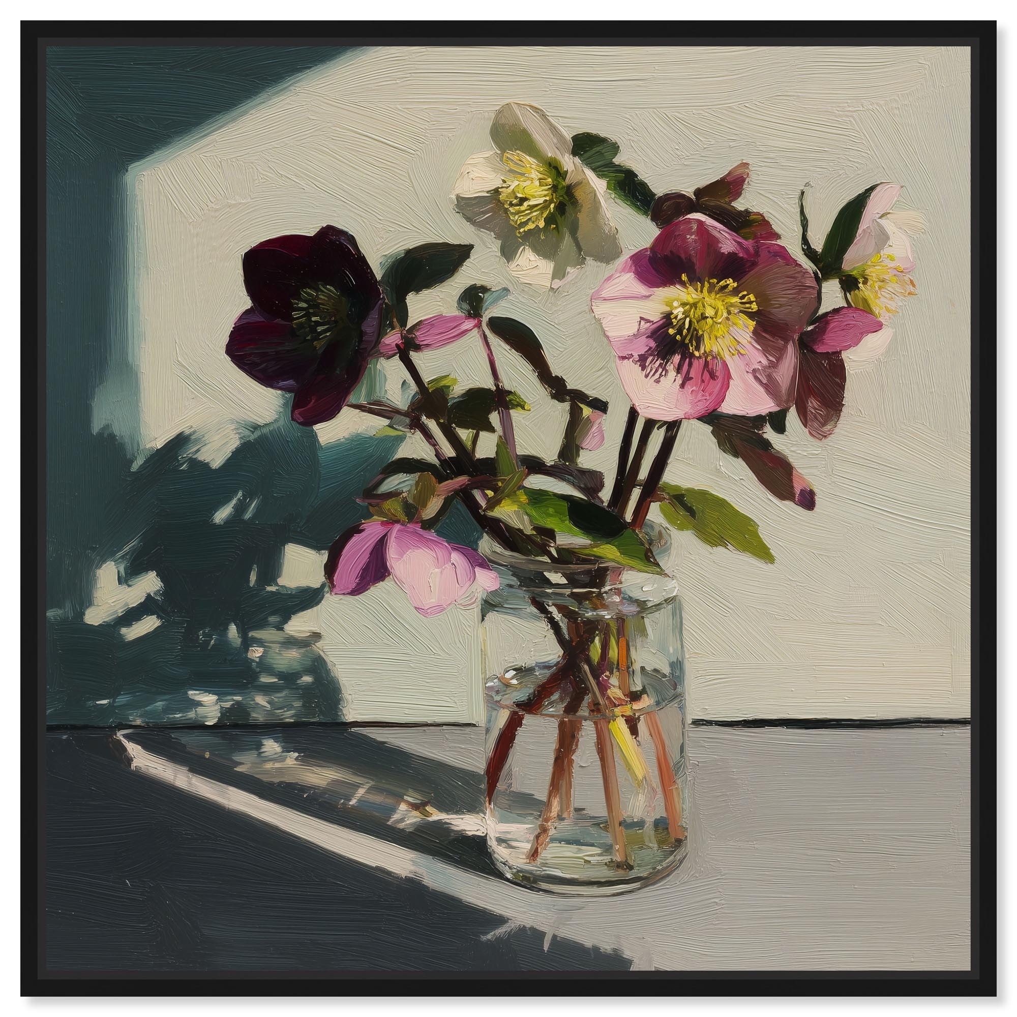 Winter Bloom Floral Art Framed Canvas Print by Art Remedy