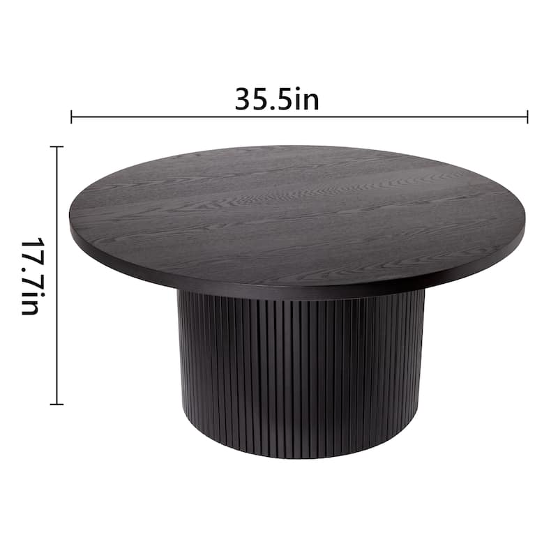 Round Coffee Table Solid Wood Circle Pedestal Table