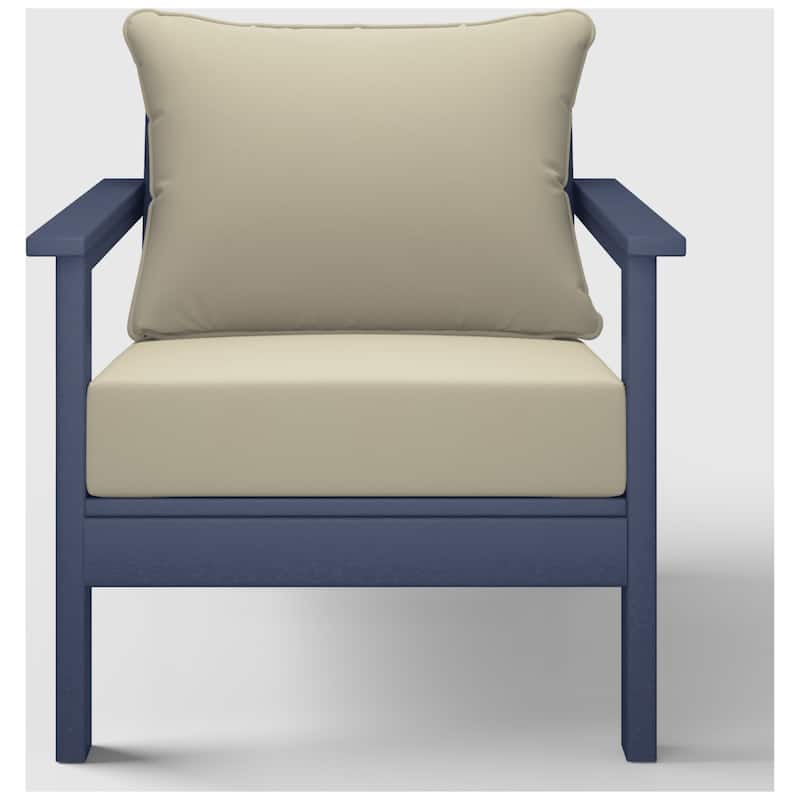 Birchwood All Weather HDPE Outdoor Patio Deep Seating Navy Blue Club Chair With Cushions (1-Piece)