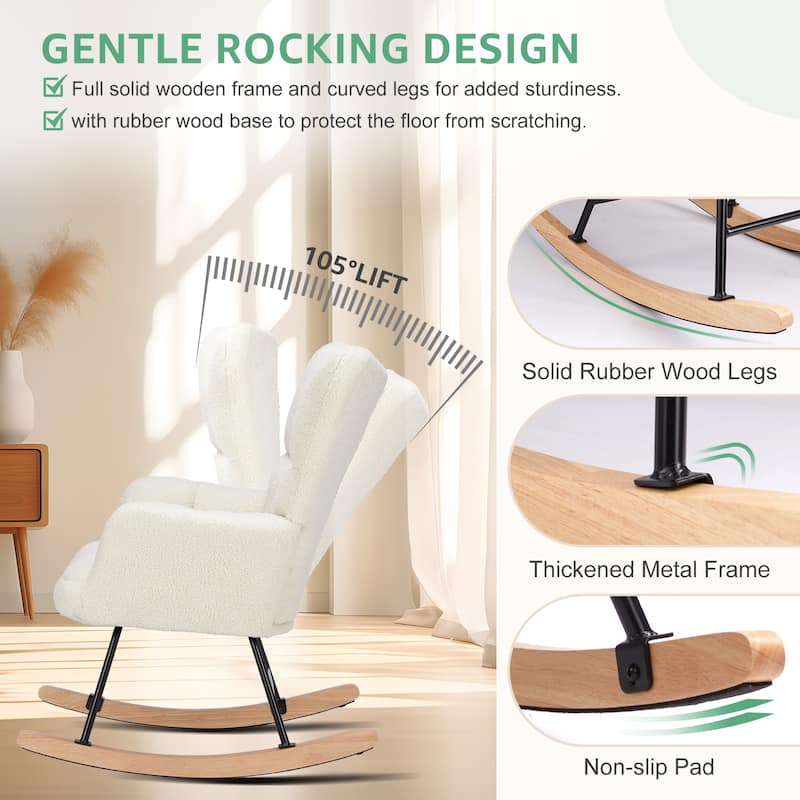 Teddy Upholstered Recliner Chair with High Back & Padded Seat for Nursery, Set of 2