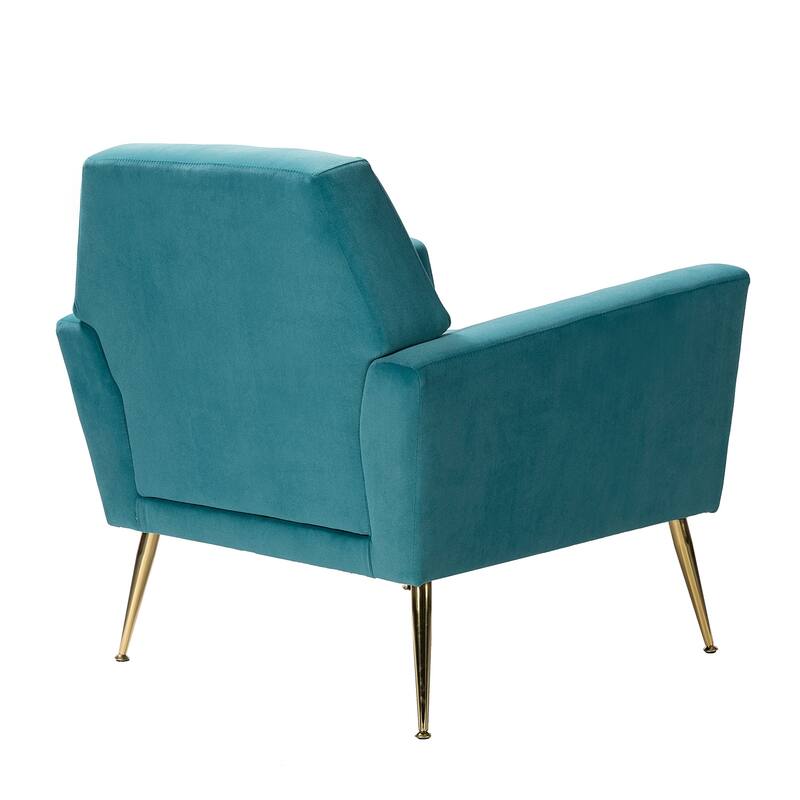 Lilia Contemporary Velvet Upholstered Tufted Back Armchair with Metal Golden legs Set of 2 by HULALA HOME