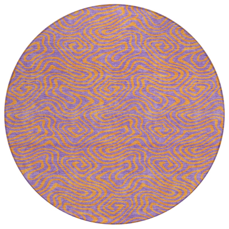 Machine Washable Indoor/ Outdoor Modern Trance Chantille Rug