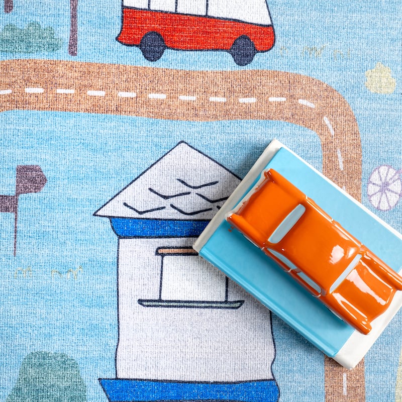 Nuloom Chalea SpinClean Kids Town Machine Washable Area Rug