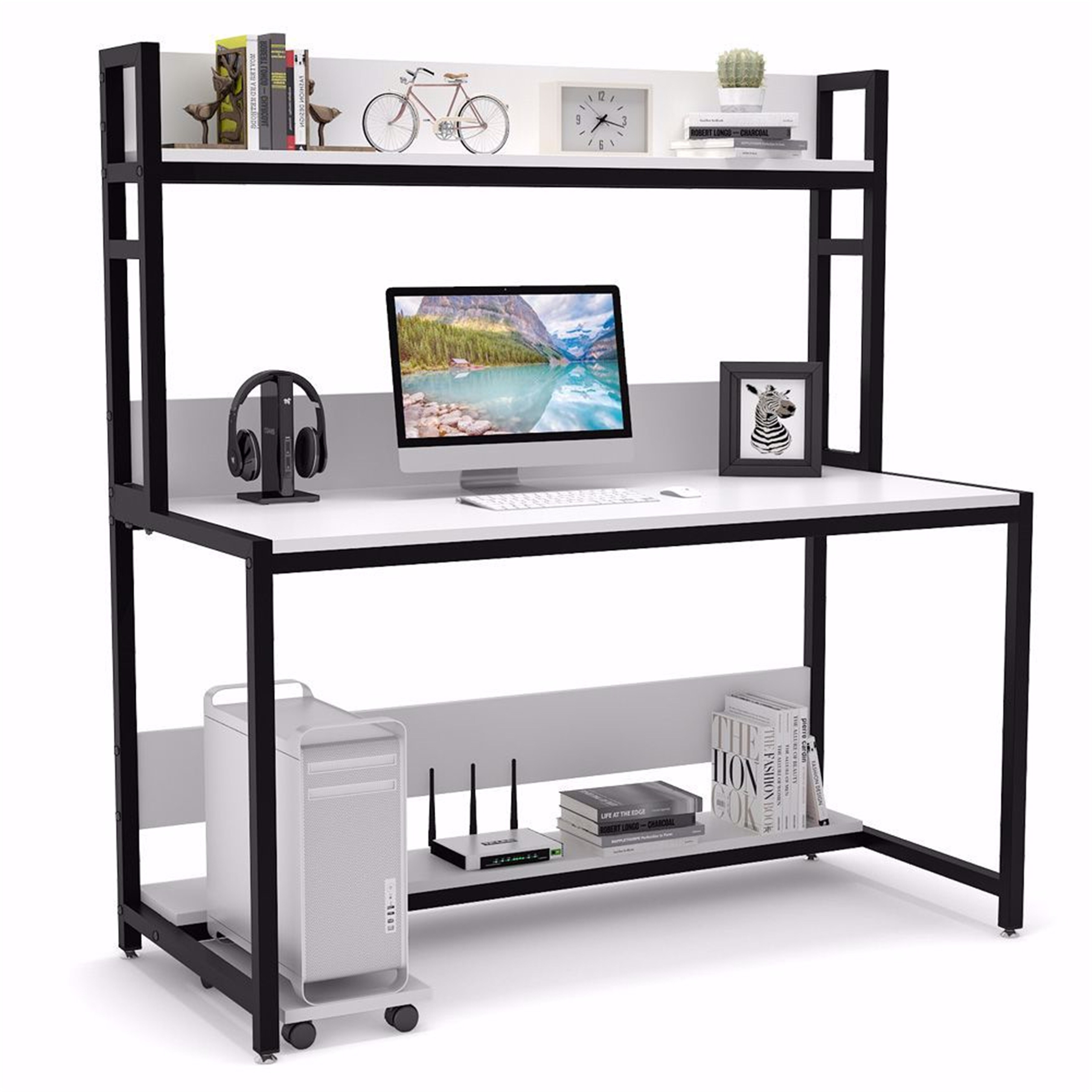 55 Inches Large Computer Desk With Hutch Overstock 31311798