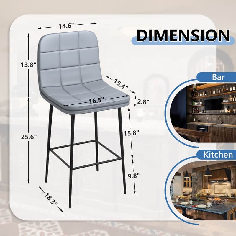 Metal Upholstered Bar Stools (Set of 8)