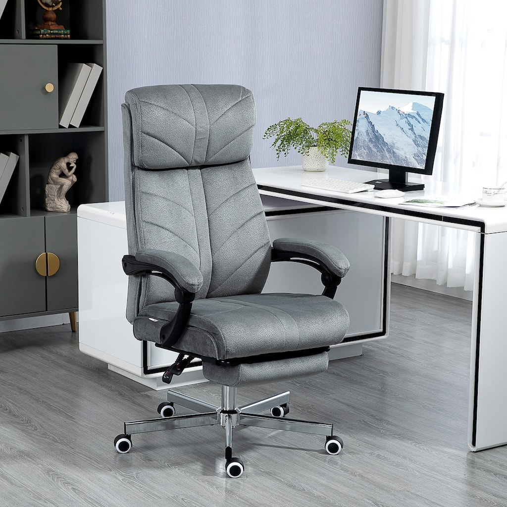 Vinsetto High-Back Executive Office Chair with Footrest, Microfiber Computer Chair with Reclining and Armrest, Ergonomic Chair