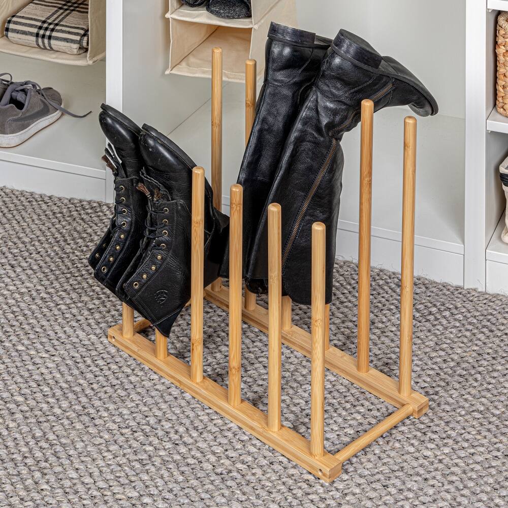 Household Essentials Bamboo and Metal 6 Pair Boot Rack - 19.5"L x 9.5"W x 18.1"H