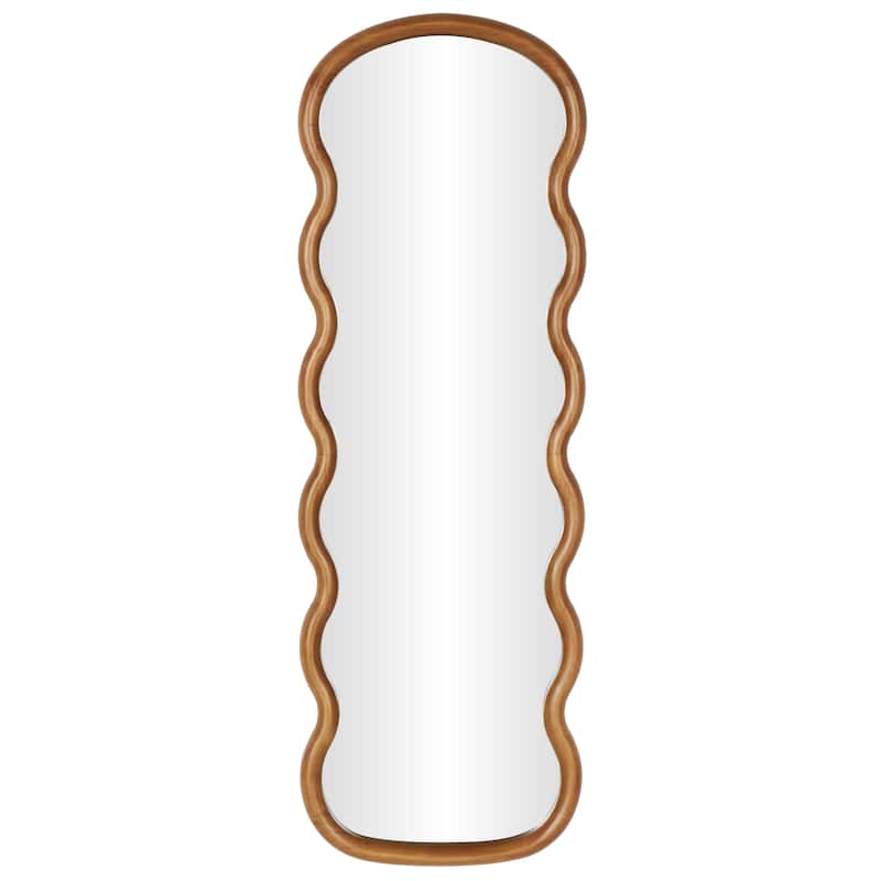 Wood Abstract Handmade Wavy Wall Mirror - Brown - Roche River Decor - Brown